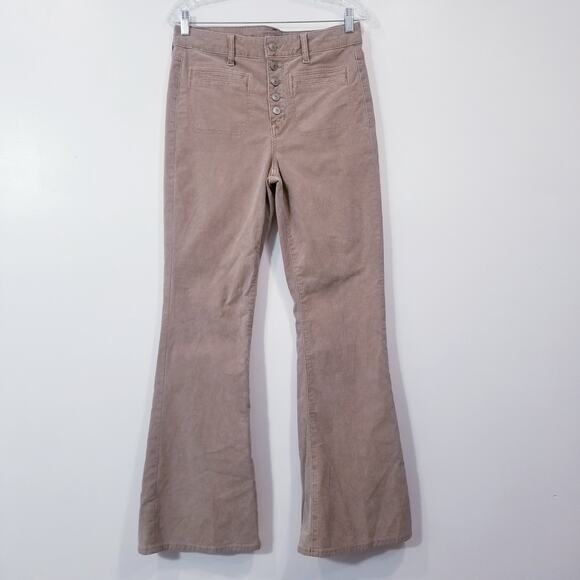 AEO American Eagle Corduroy Button Fly Super Hi-Rise Flare Pants - Picture 3 of 16